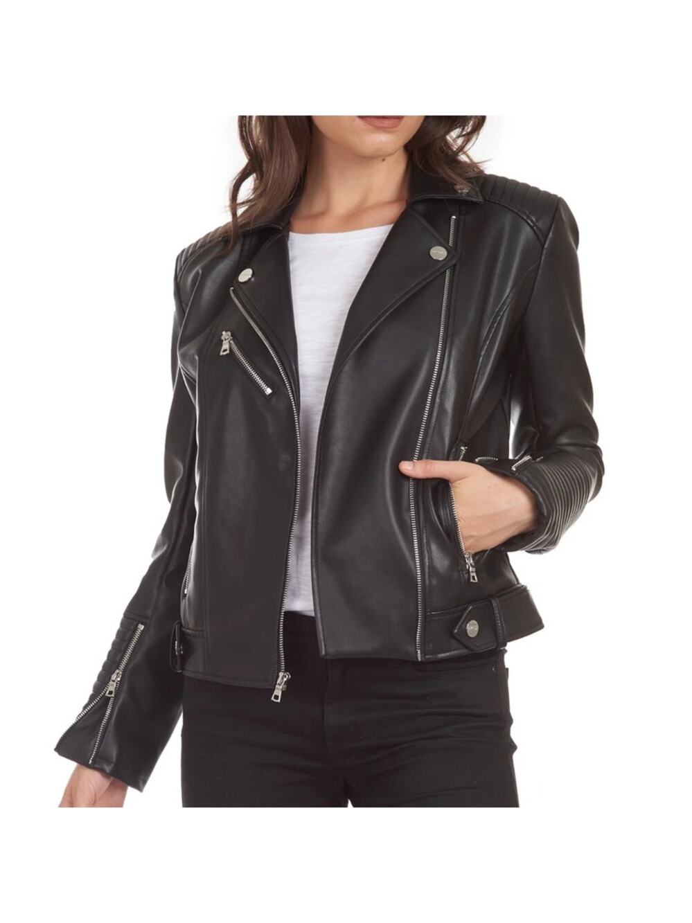 Kendall & Kylie Faux Leather Moto Jacket Size M